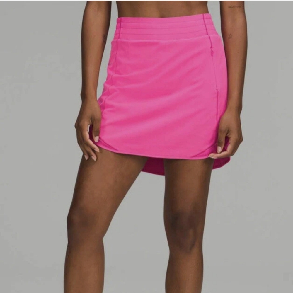Lululemon Hotty Hot High Rise Skirt Long Lined Sonic Pink Sz 6